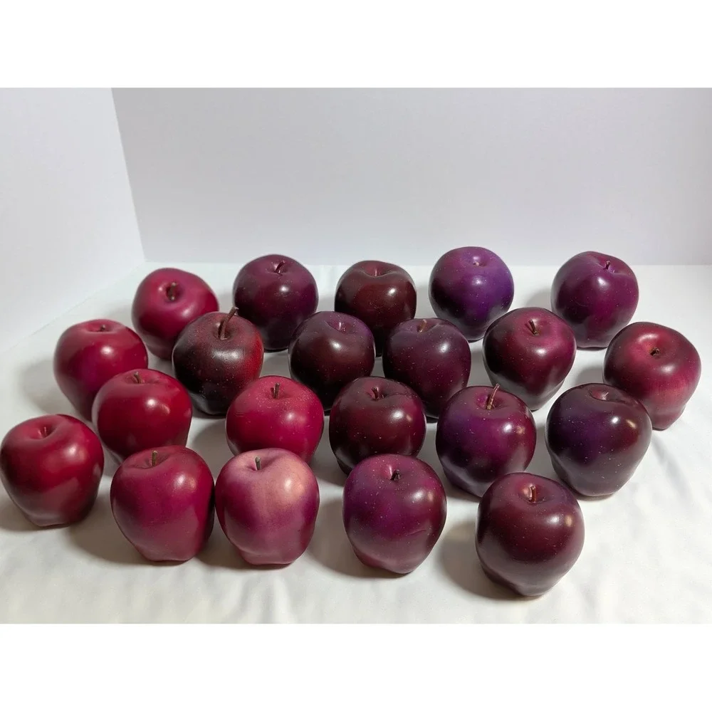21 Piece Faux Apples Bulk Lot Artificial Fruit Red Purple Lenticels Plastic Foam